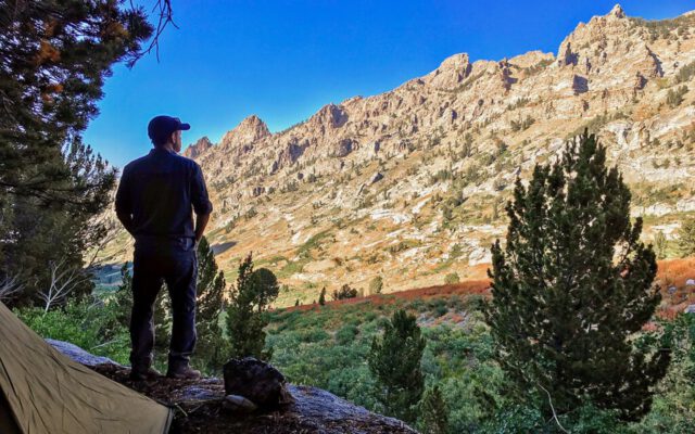 Sunset at camp Camping in Lamoille Canyon